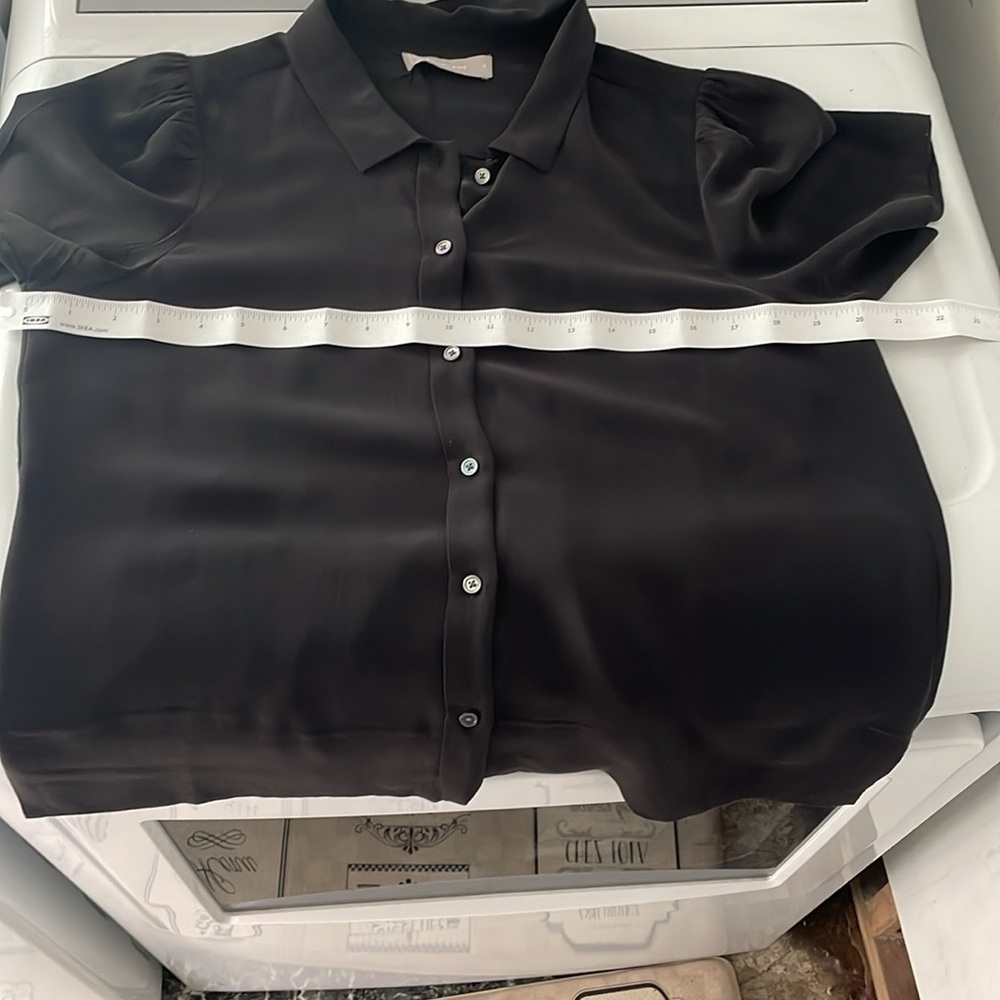 Everlane Womens Silk Short-Sleeve Button-Up Shirt Size 4 black - Picture 6 of 8